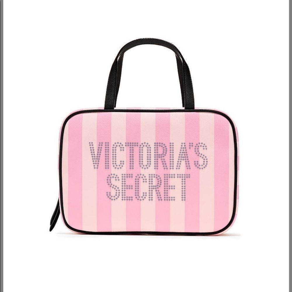 Victoria’s Secret Signature Strips Travel Case - Picture 1 of 3